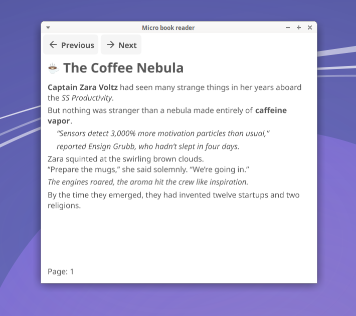Micro book reader screenshot