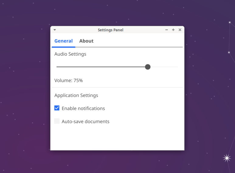 Tabbed Settings